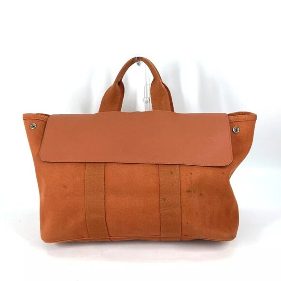 HERMES Bag Hand Bag Valparaiso MM With porch Tote Bag Canvas / Leather Orange - Picture 1 of 16